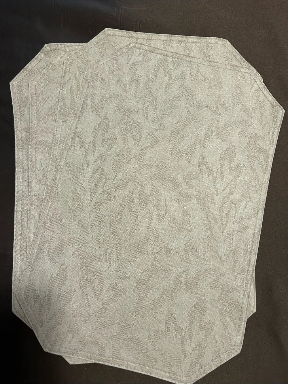 Neutral Leaf Jacquard Placemat Set - 4pc